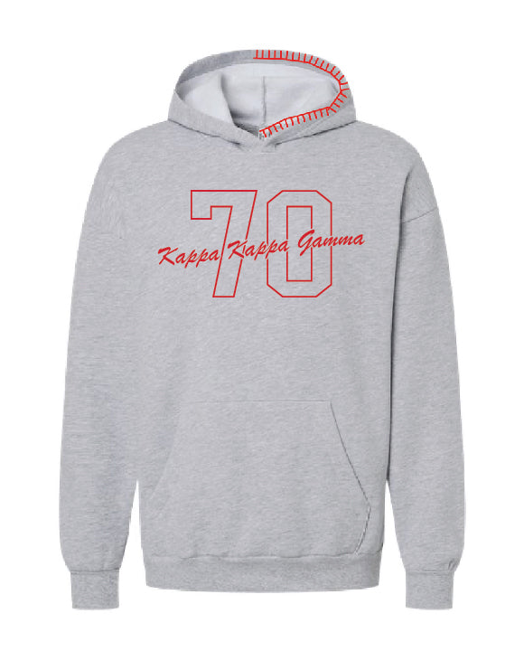 Est Year Outline Red Hood Stitch Sorority Hoodie