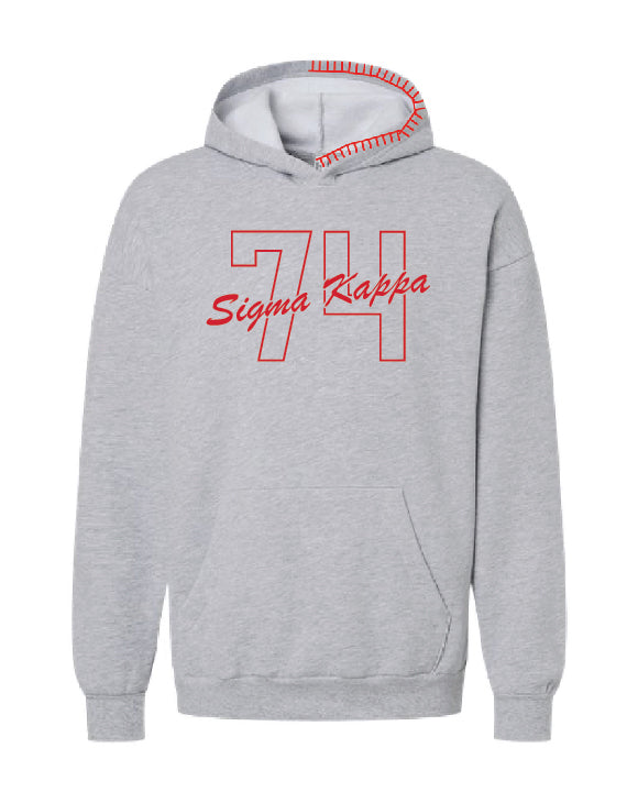 Est Year Outline Red Hood Stitch Sorority Hoodie