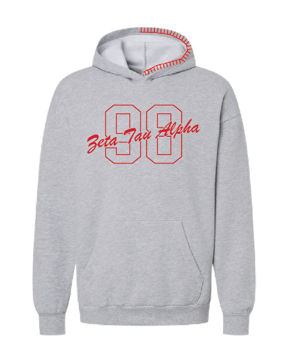 Est Year Outline Red Hood Stitch Sorority Hoodie