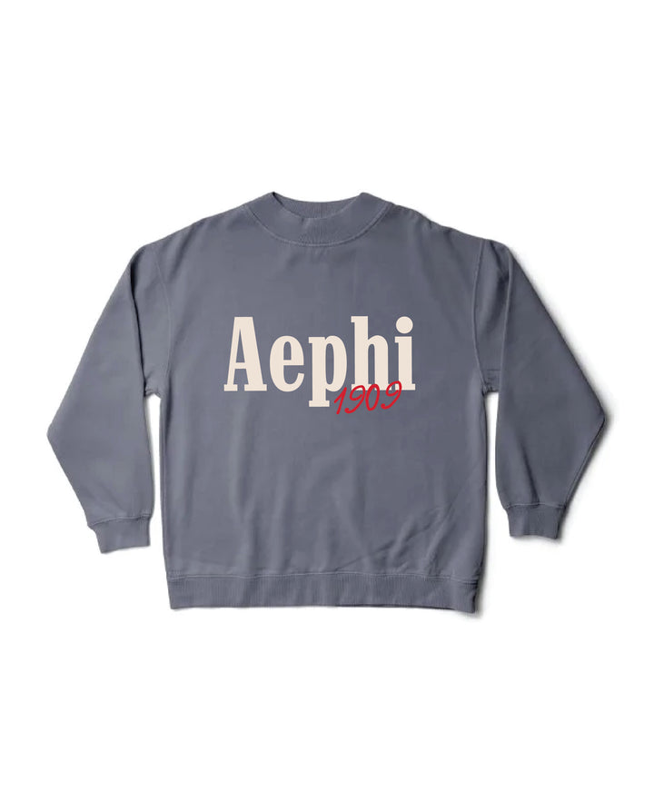 Alpha Epsilon Phi Simple Est Year Mock Neck Crewneck