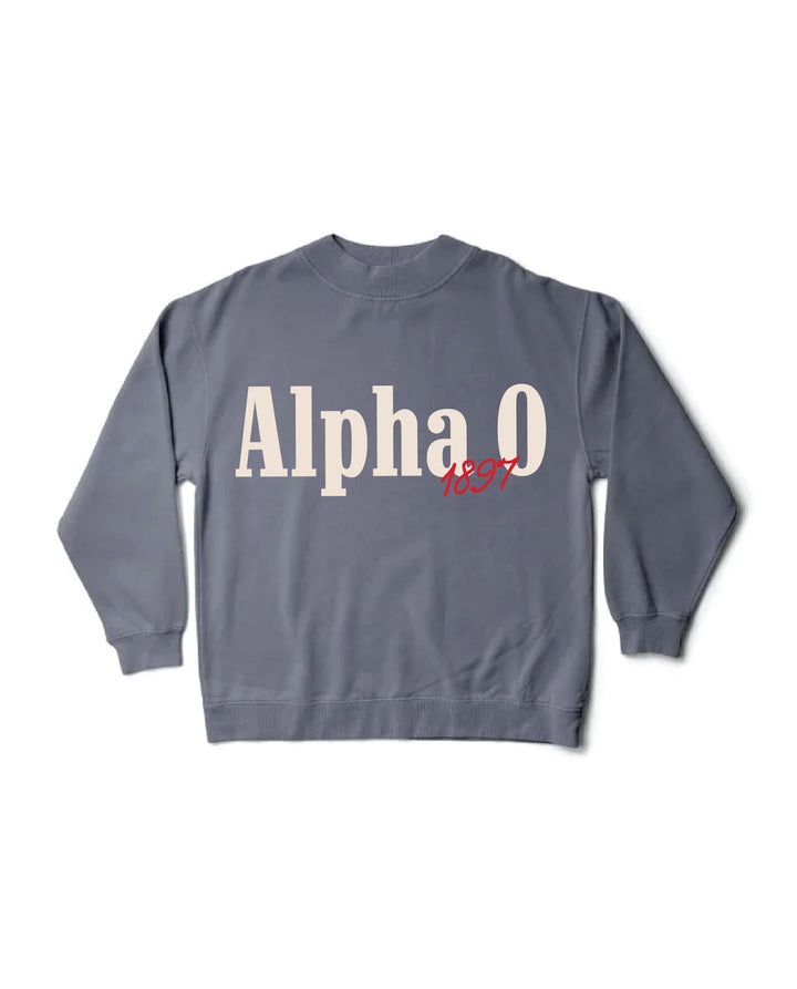 Alpha Omicron Pi Simple Est Year Mock Neck Crewneck
