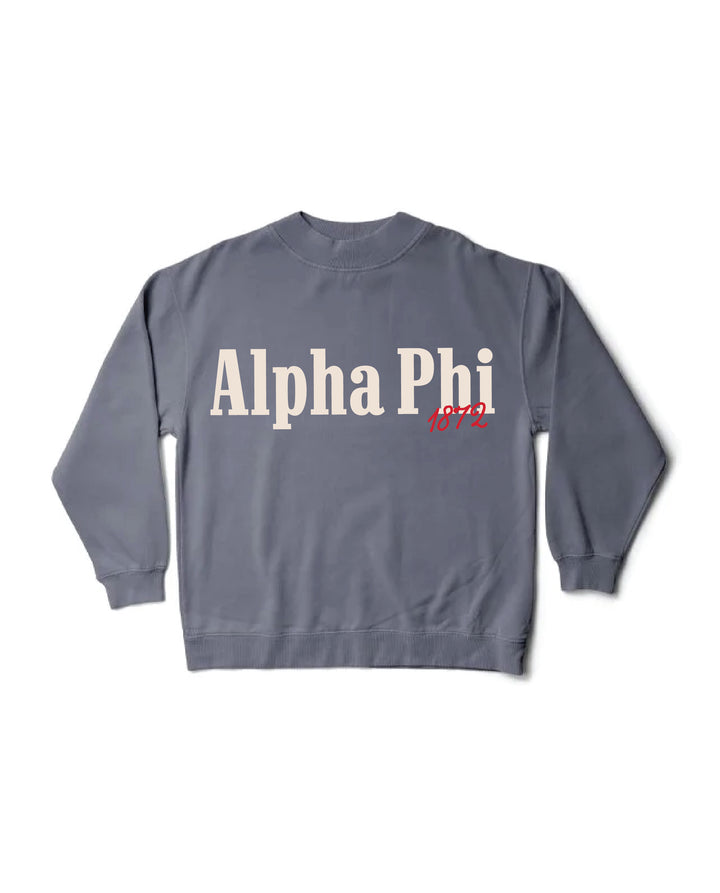 Alpha Phi Simple Est Year Mock Neck Crewneck
