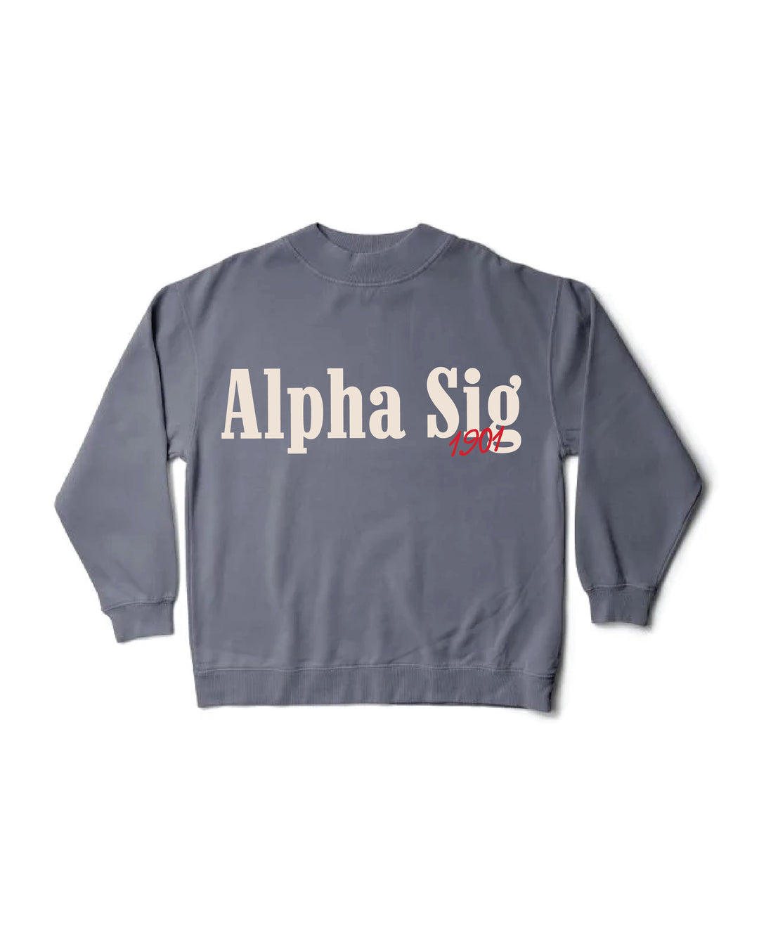 Alpha Sigma Alpha Simple Est Year Mock Neck Crewneck