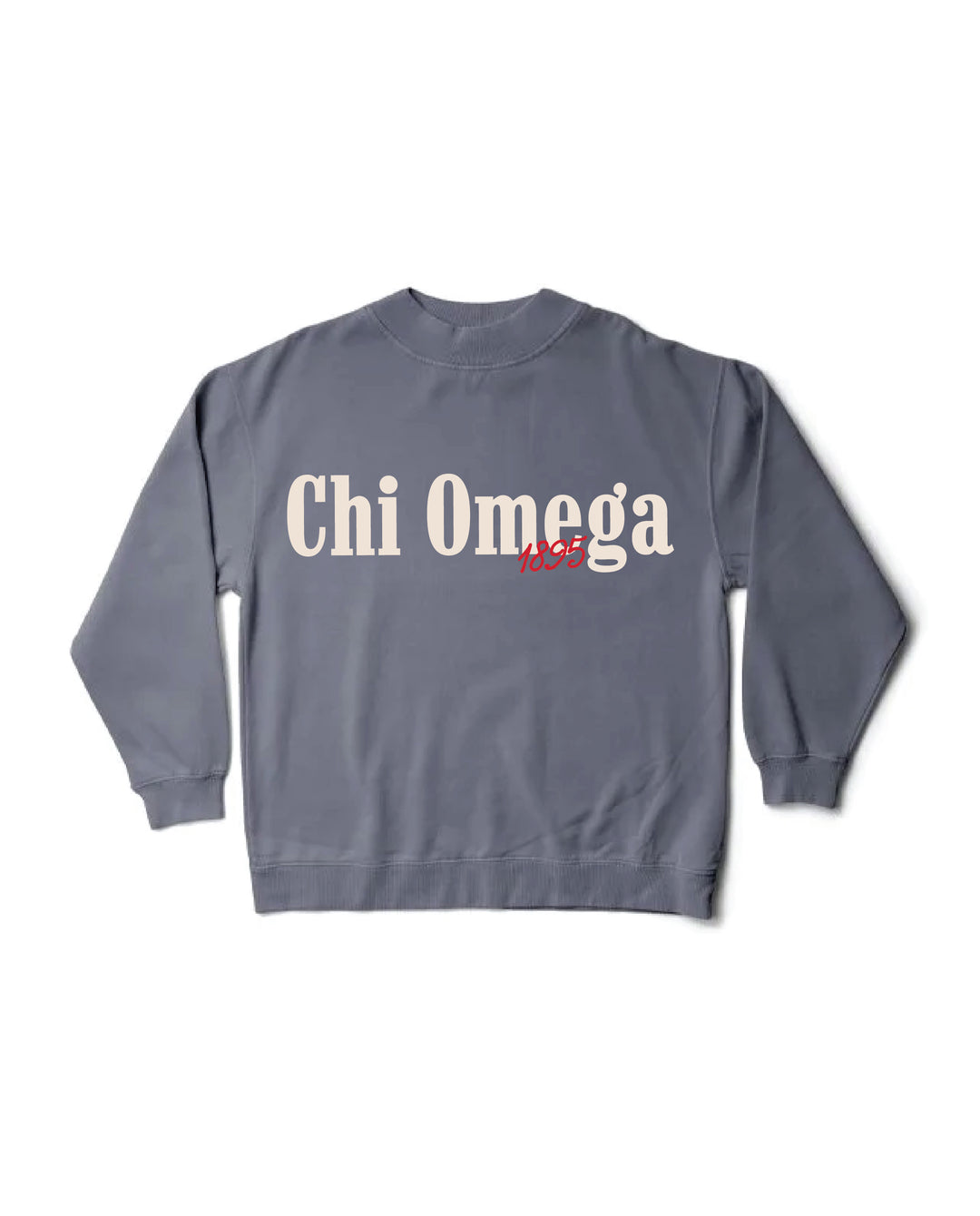 Chi Omega Simple Est Year Mock Neck Crewneck