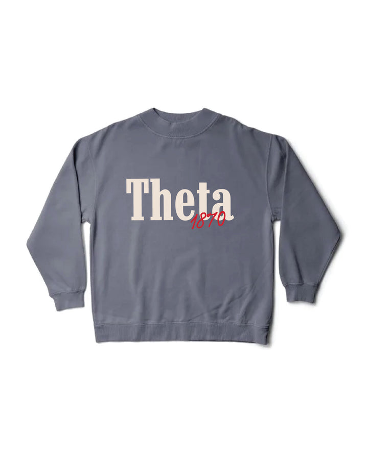 Kappa Alpha Theta Simple Est Year Mock Neck Crewneck
