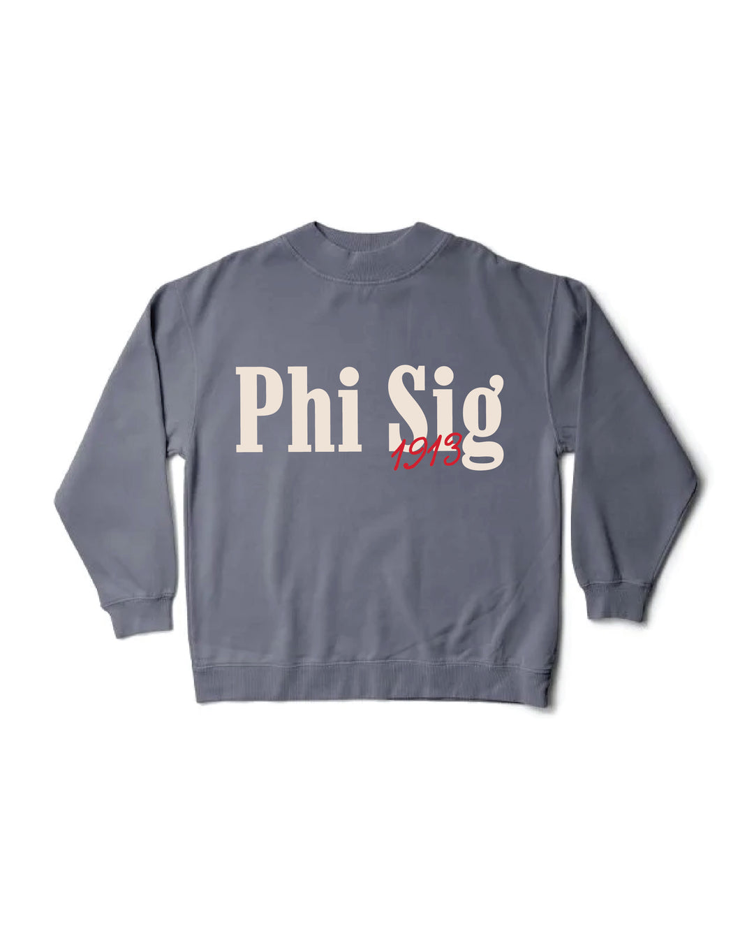 Phi Sigma Sigma Simple Est Year Mock Neck Crewneck