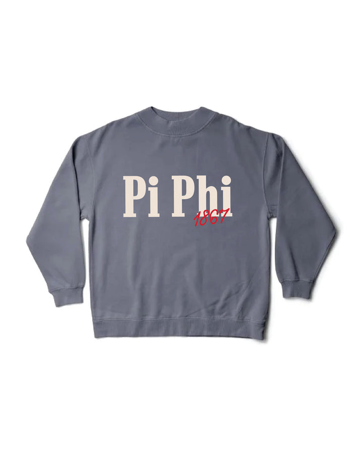 Pi Beta Phi Simple Est Year Mock Neck Crewneck