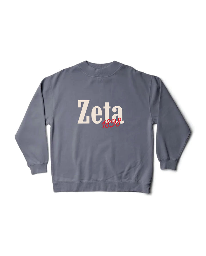 Zeta Tau Alpha Simple Est Year Mock Neck Crewneck