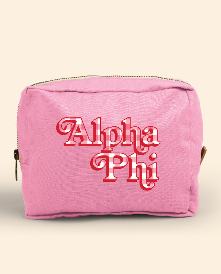 Gingham Print Sorority Make-Up Pouch