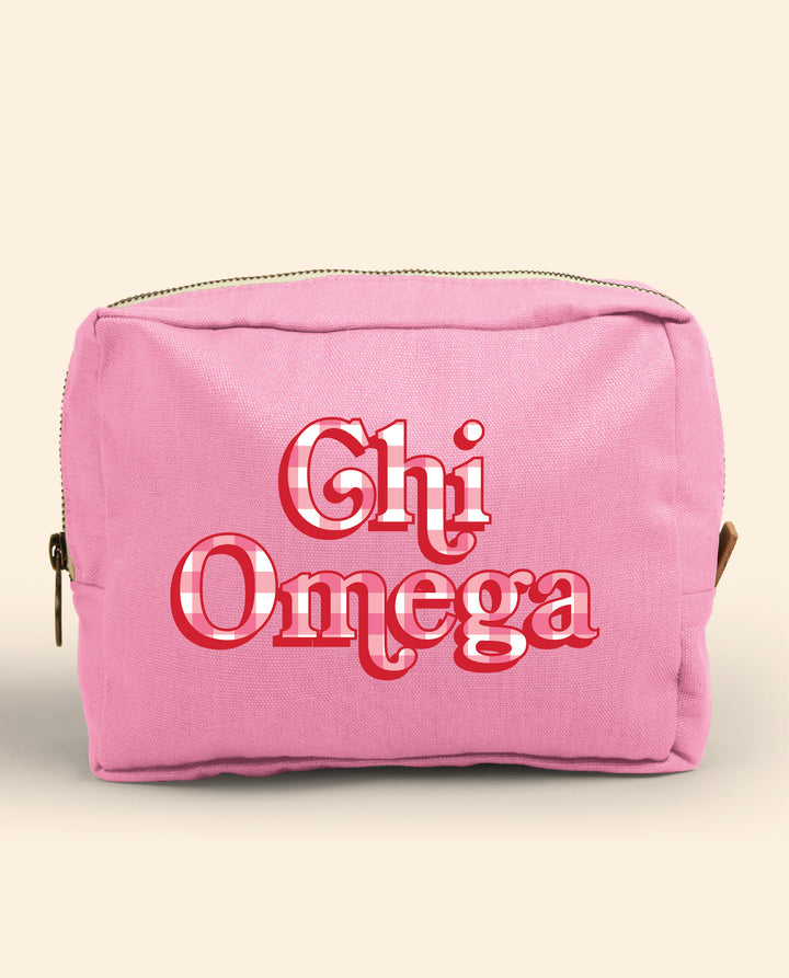 Gingham Print Sorority Make-Up Pouch
