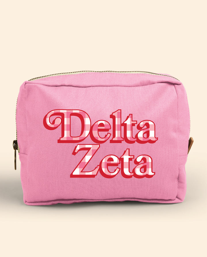 Gingham Print Sorority Make-Up Pouch