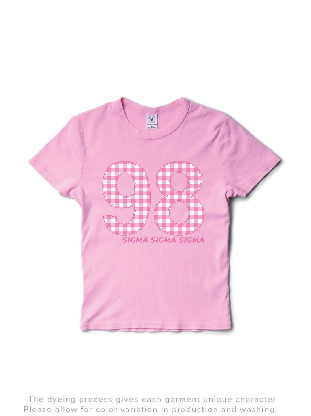 Bubblegum Gingham Year Sorority Baby Tee