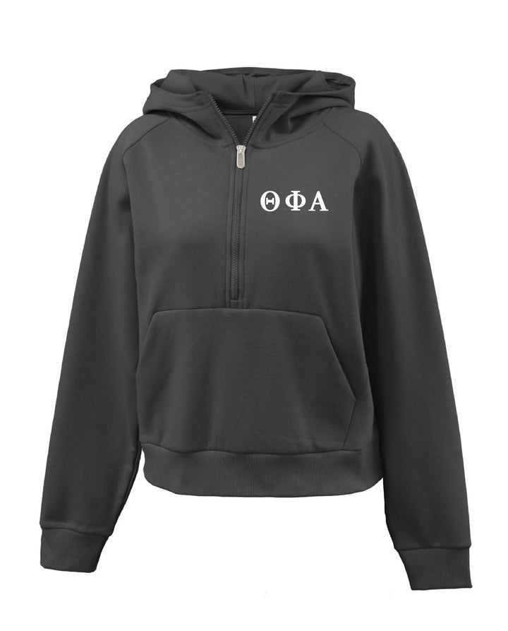 Greek Letters Embroidered 1/4 Zip Hoodie