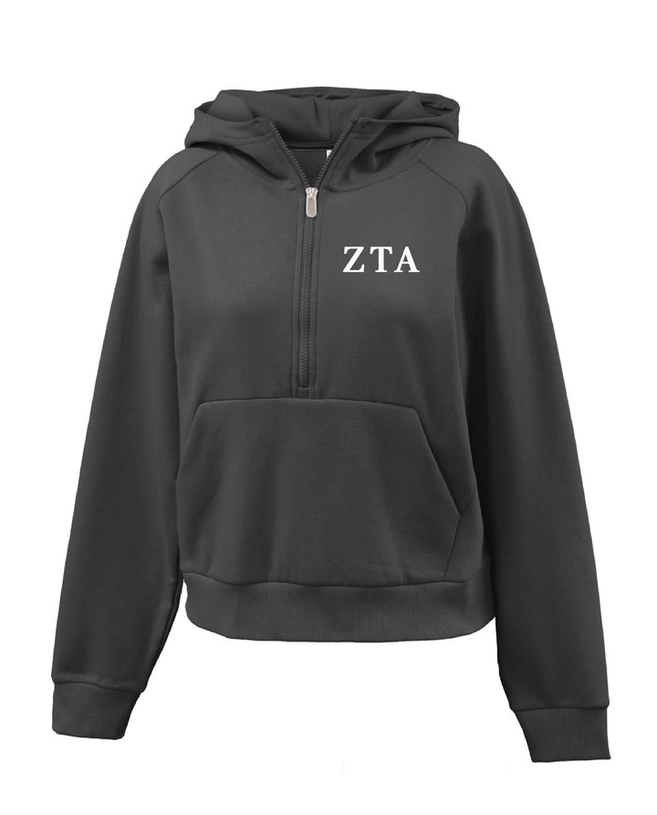Greek Letters Embroidered 1/4 Zip Hoodie