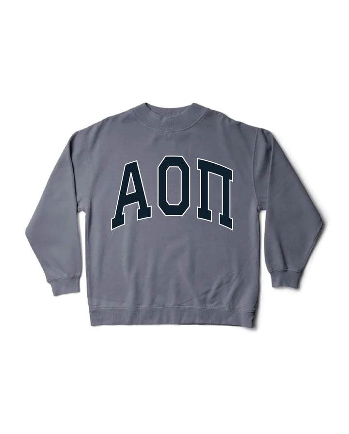 Alpha Omicron Pi Greek Letter Mock Neck Crewneck