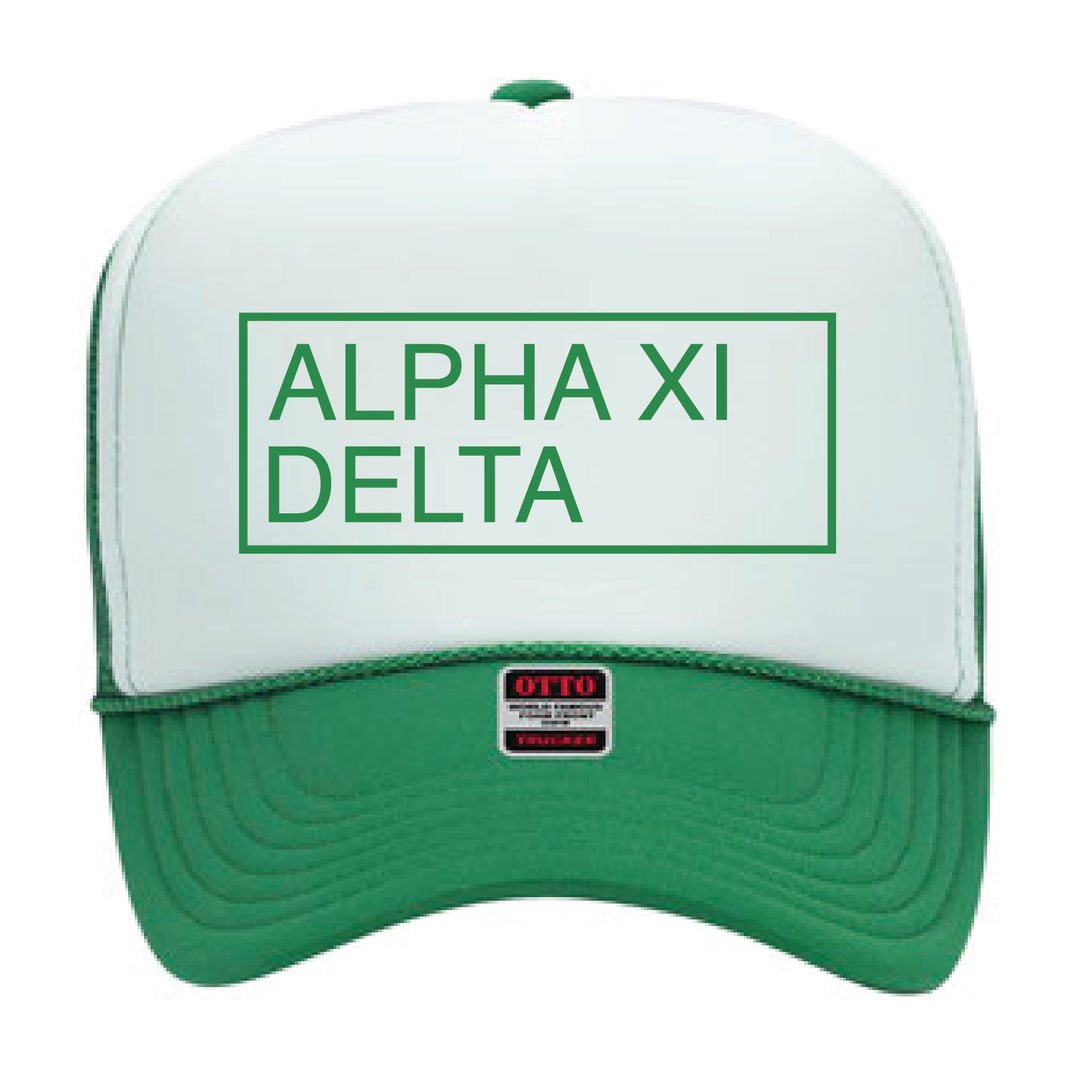 Green Embroidered Sorority Trucker Hat