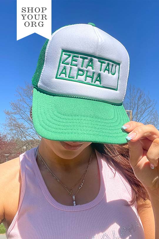 Green Embroidered Sorority Trucker Hat