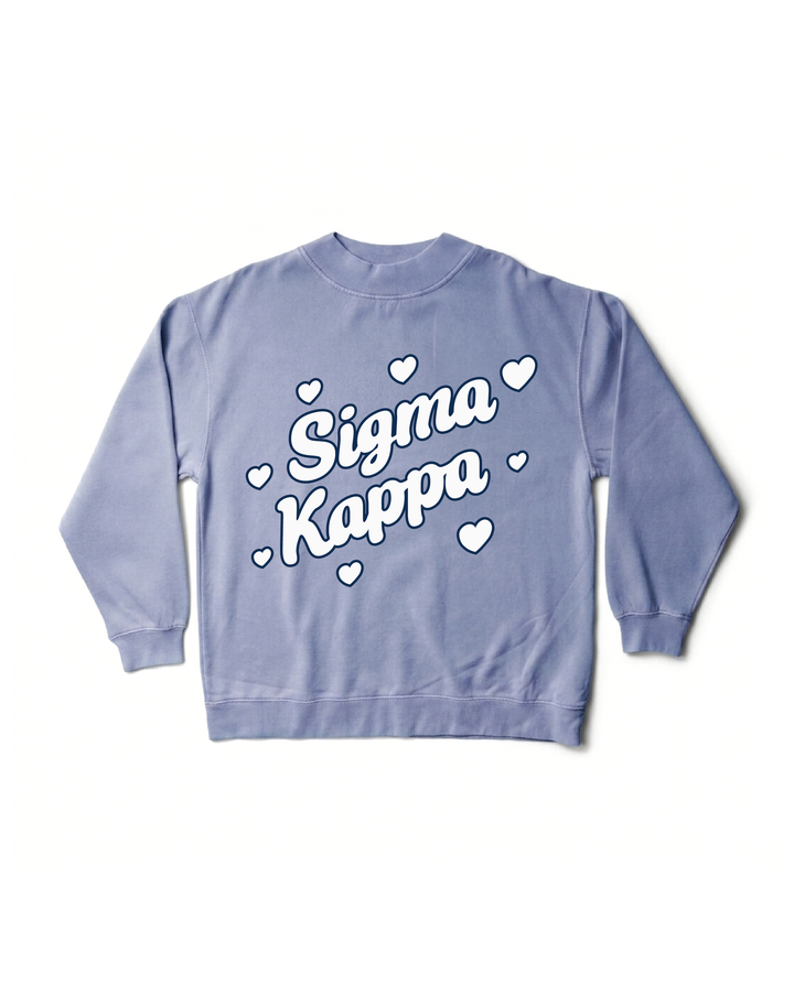 Heart Doodles Mock Neck Sorority Crewneck