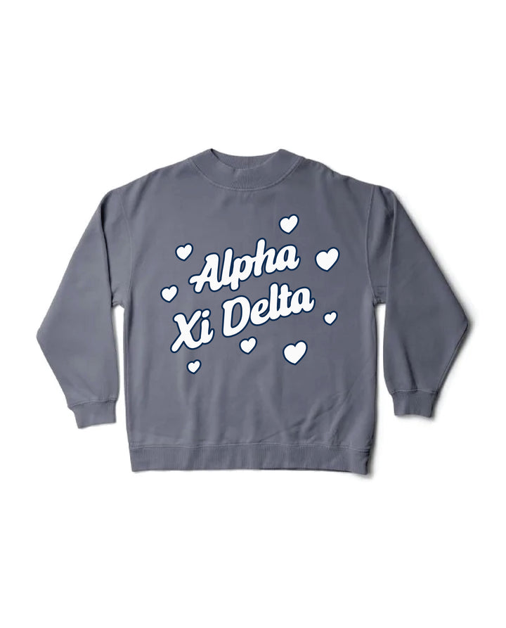 Heart Doodles Mock Neck Sorority Crewneck