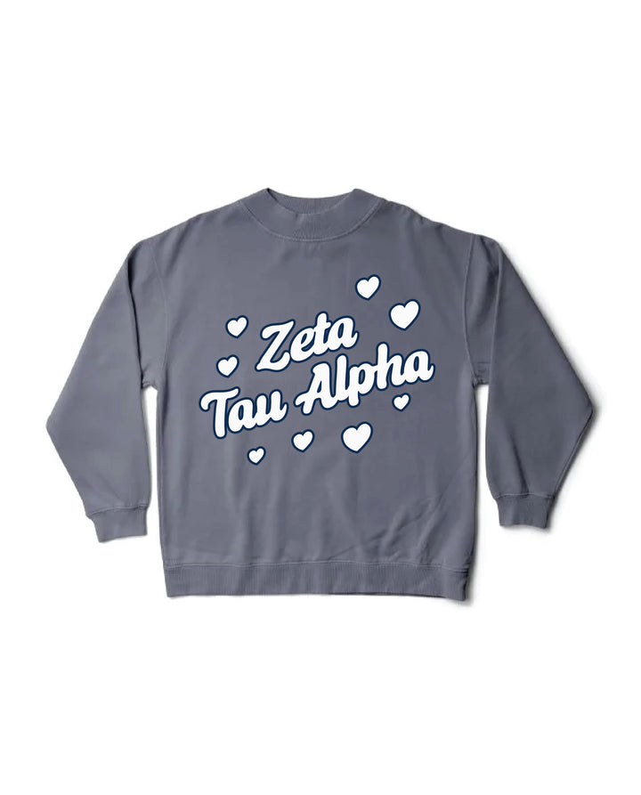 Heart Doodles Mock Neck Sorority Crewneck