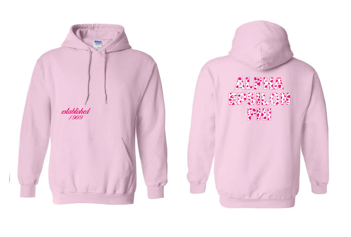 Heart Letters Light Pink Sorority Hoodie