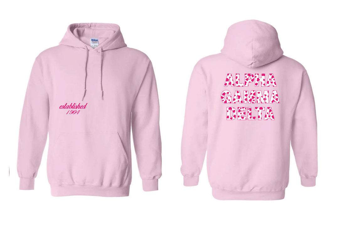 Heart Letters Light Pink Sorority Hoodie