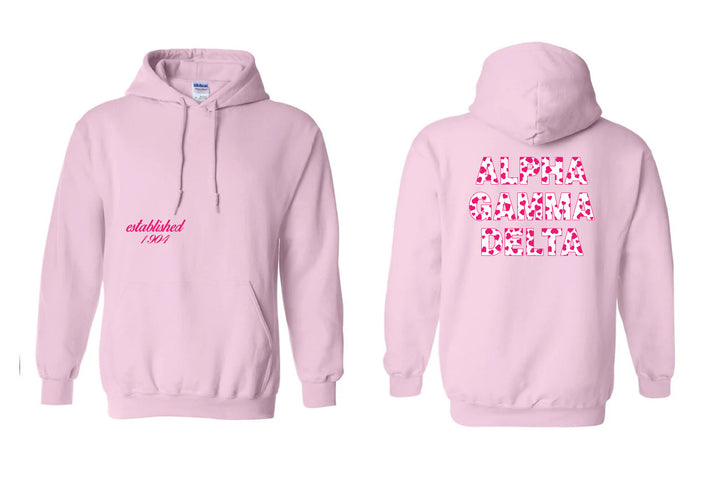 Heart Letters Light Pink Sorority Hoodie