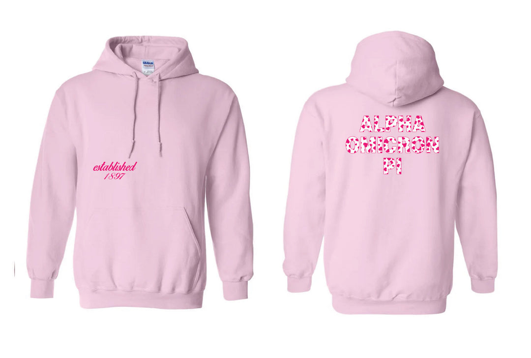 Heart Letters Light Pink Sorority Hoodie