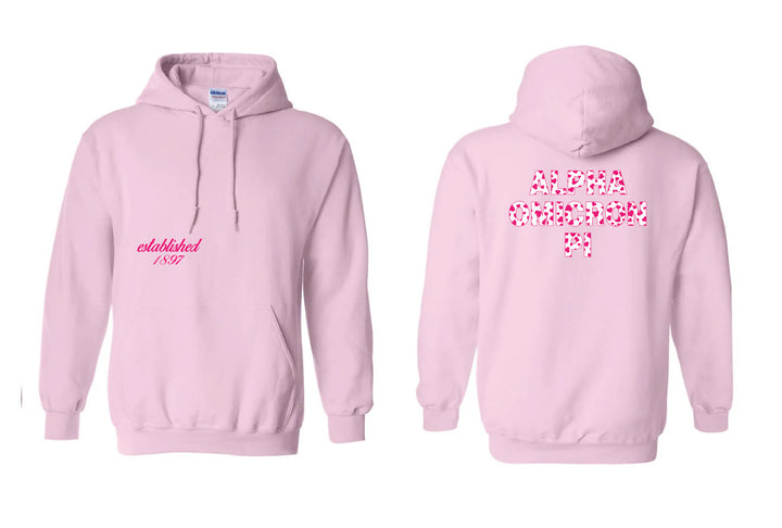 Heart Letters Light Pink Sorority Hoodie