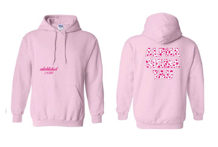 Heart Letters Light Pink Sorority Hoodie