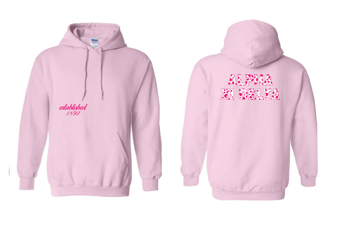 Heart Letters Light Pink Sorority Hoodie