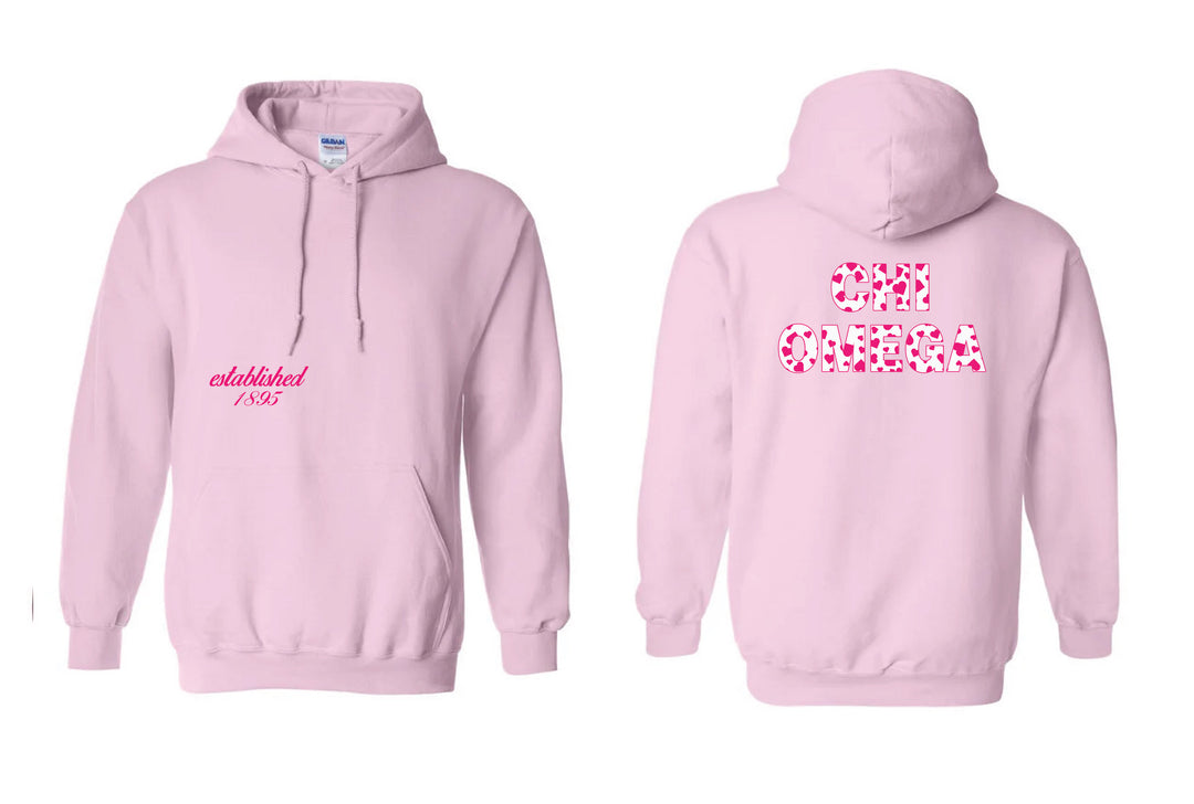 Heart Letters Light Pink Sorority Hoodie