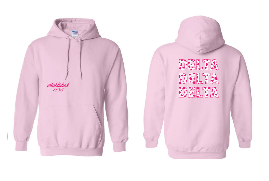 Heart Letters Light Pink Sorority Hoodie