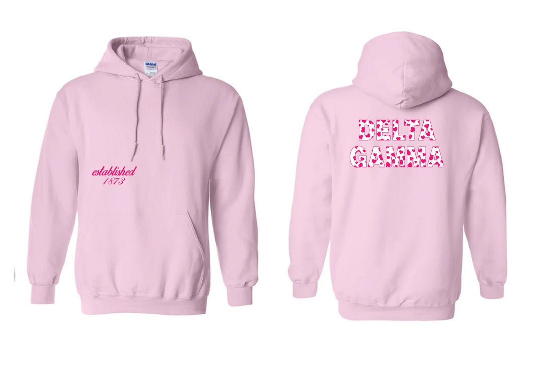 Heart Letters Light Pink Sorority Hoodie