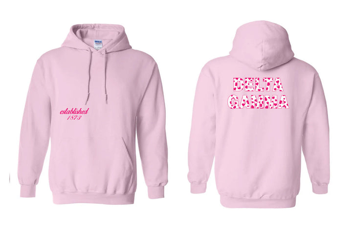 Heart Letters Light Pink Sorority Hoodie
