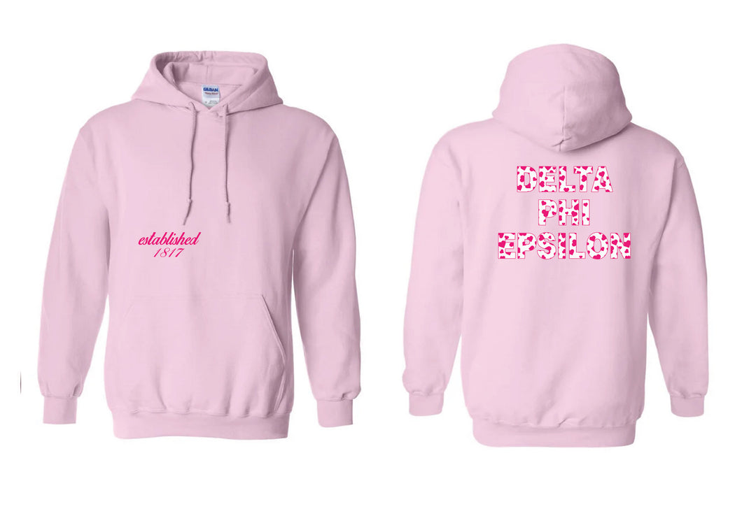 Heart Letters Light Pink Sorority Hoodie