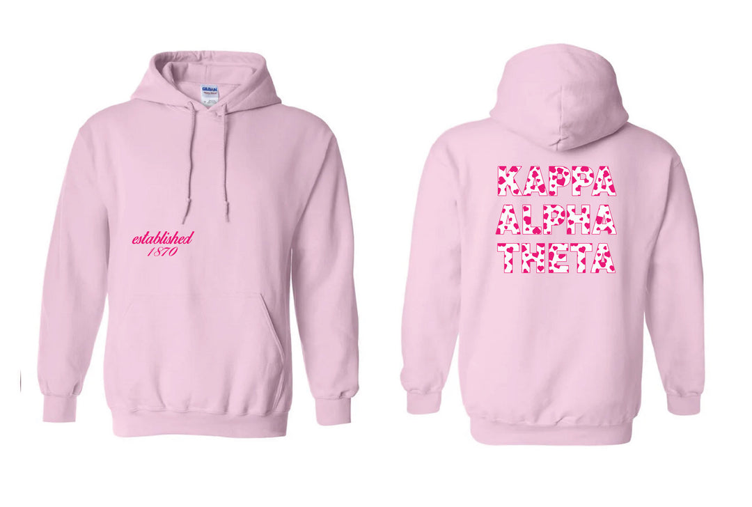 Heart Letters Light Pink Sorority Hoodie