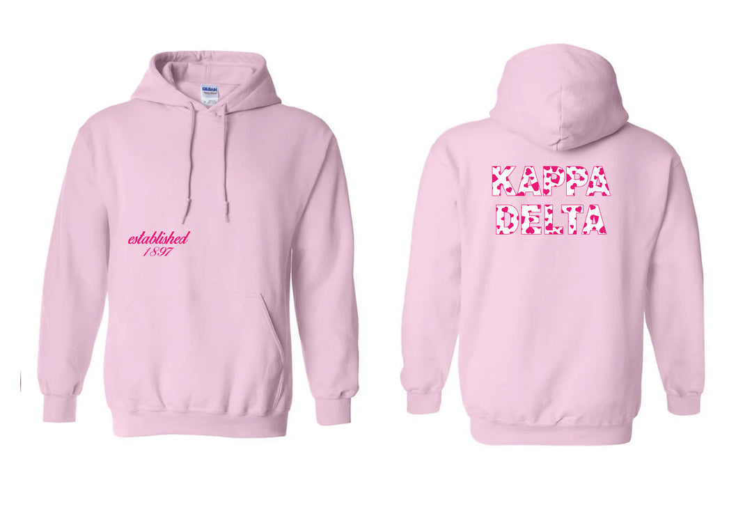 Heart Letters Light Pink Sorority Hoodie