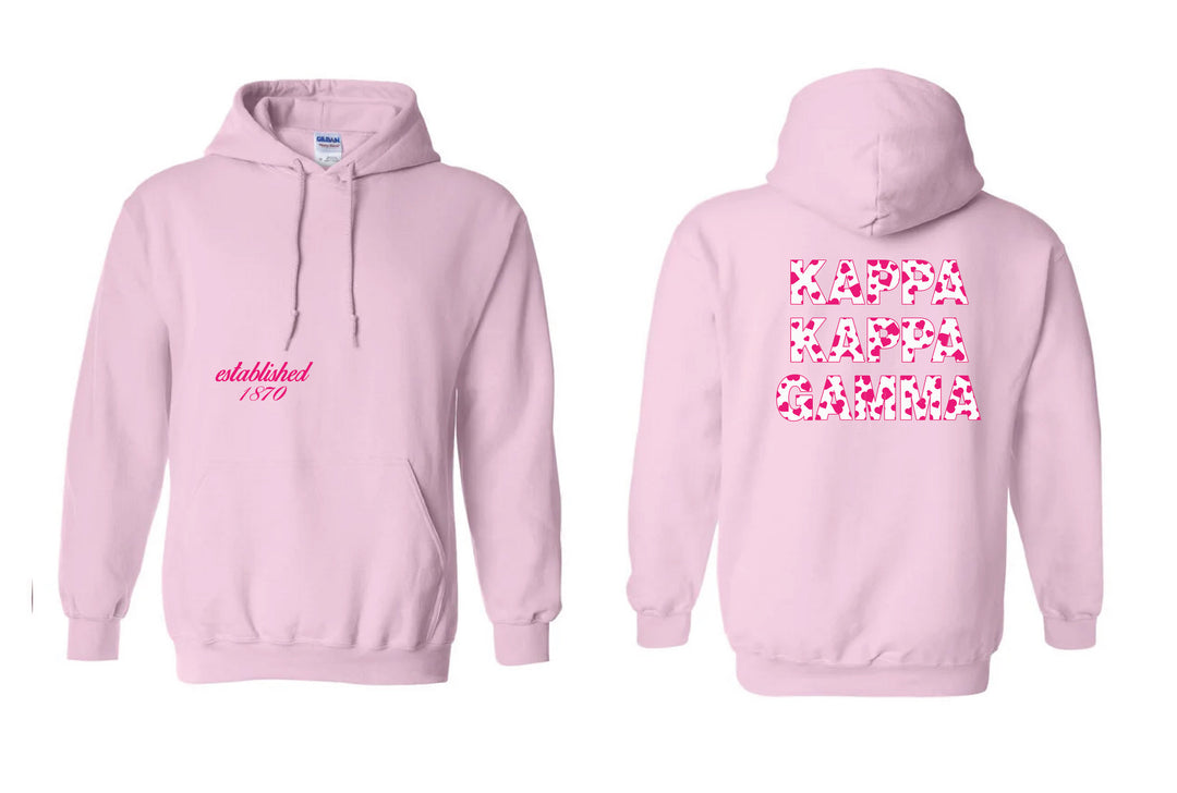 Heart Letters Light Pink Sorority Hoodie