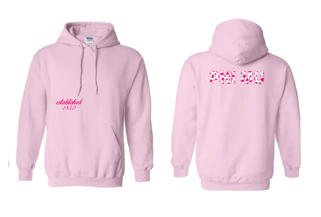 Heart Letters Light Pink Sorority Hoodie