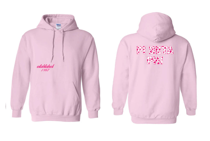 Heart Letters Light Pink Sorority Hoodie