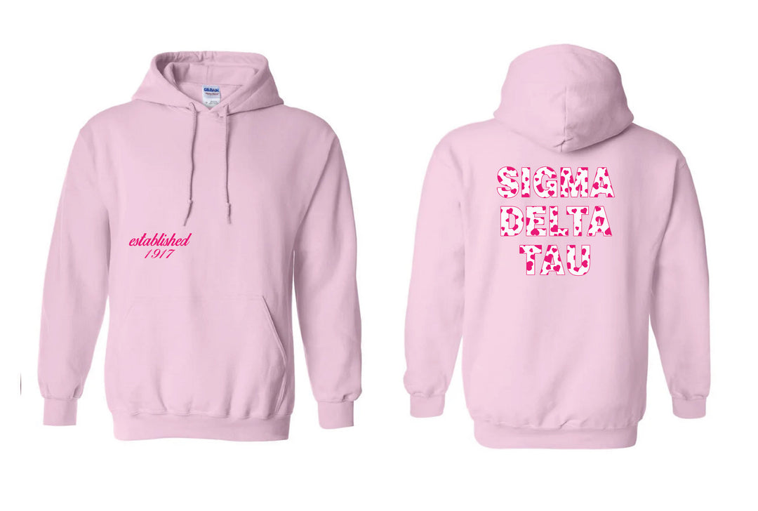 Heart Letters Light Pink Sorority Hoodie