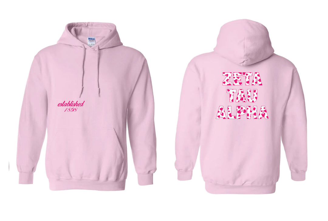 Heart Letters Light Pink Sorority Hoodie