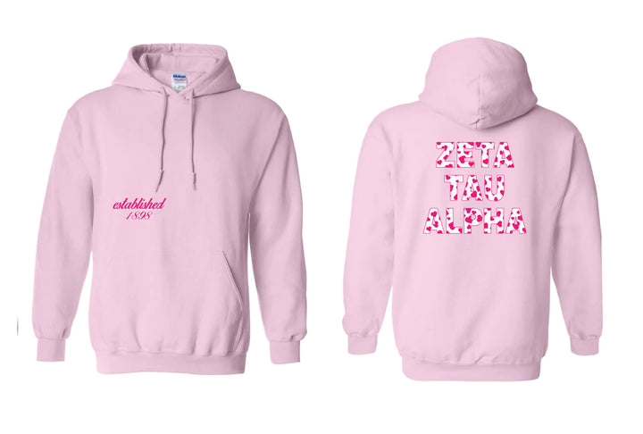 Heart Letters Light Pink Sorority Hoodie