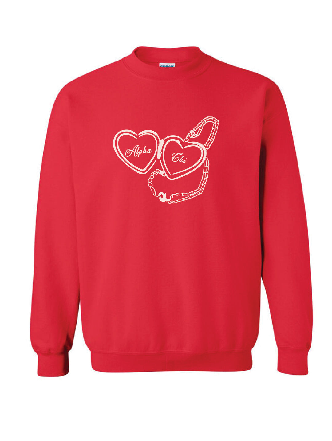 Alpha Chi Omega Heart Locket Red Crewneck