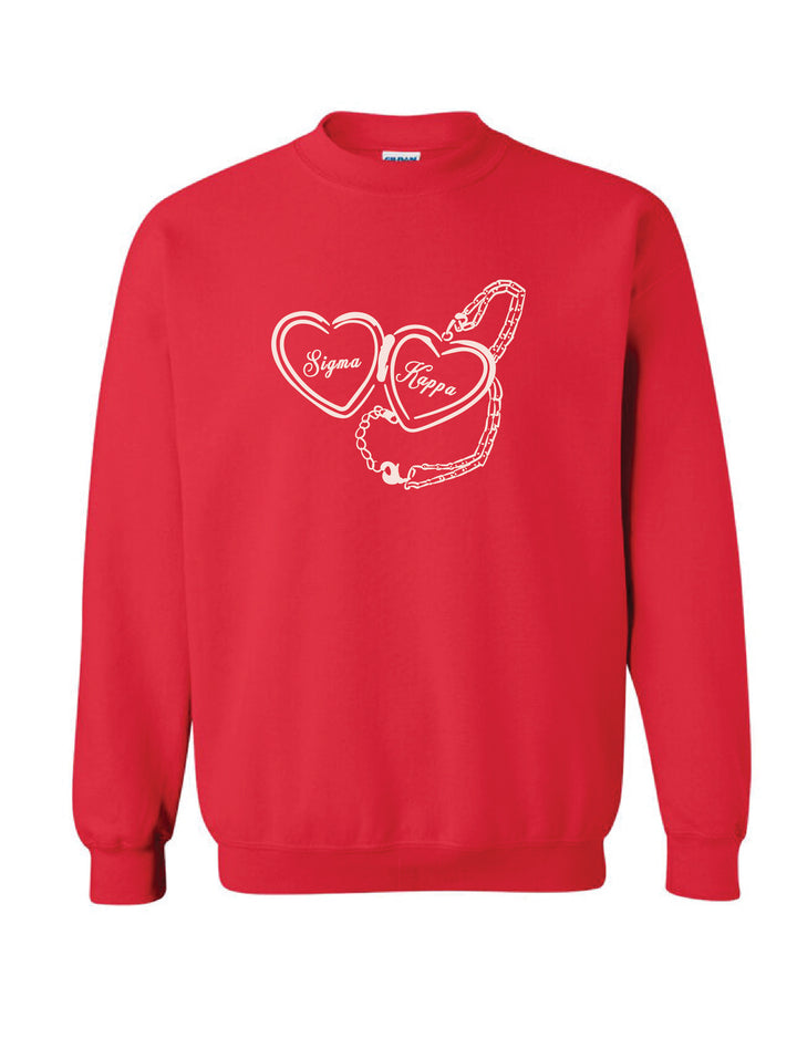 Sigma Kappa Heart Locket Red Crewneck