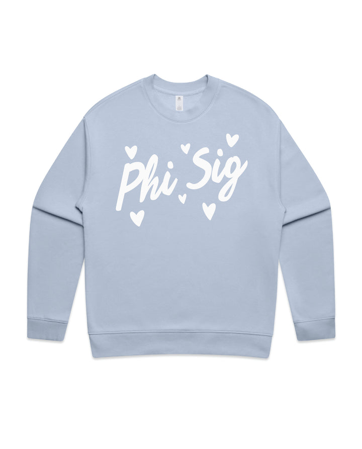 Heart Doodles Powder Sorority Crewneck