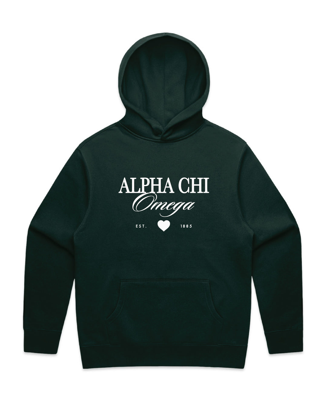 Heart Script Pine Green Heavy Weight Sorority Hoodie