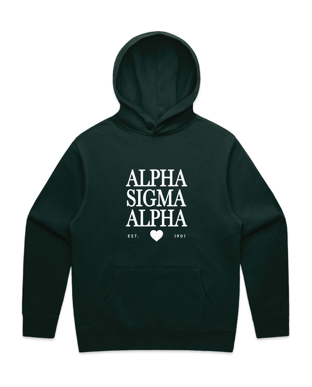 Heart Script Pine Green Heavy Weight Sorority Hoodie