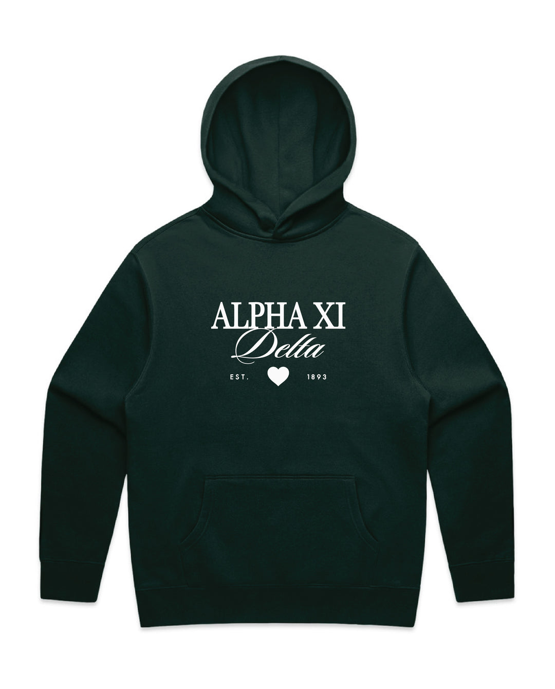 Heart Script Pine Green Heavy Weight Sorority Hoodie
